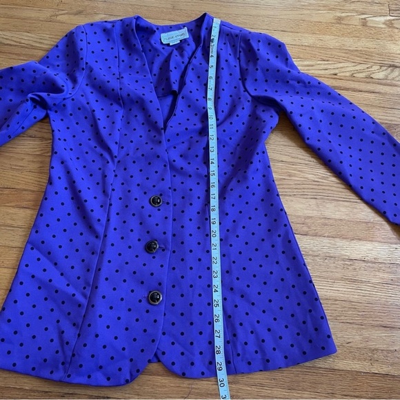 Classic Apparel Women’s Purple Black Polka Dot Jacket Blazer Size 12 - Picture 9 of 10